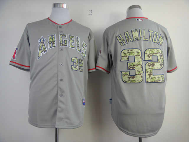 Men Los Angeles Angels #32 Hamilton Grey Camo MLB Jerseys